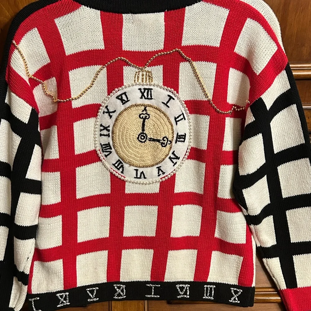 NWT Berek Embroidered & Embellished Vintage Clock/Heart Cardigan/Sweater Size M - Picture 3 of 13